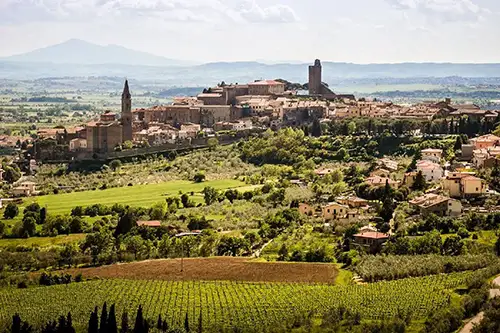 Panoramic view of Cortona and the Tuscan countryside from above florence private and small groups tours - Cortona Panoramic View Thumb - Florence Private and Small Groups Tours