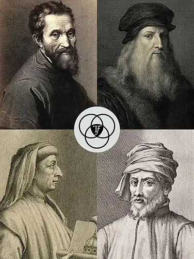 Portraits of Florentine Renaissance geniuses Michelangelo, Leonardo da Vinci, Donatello and Brunelleschi florence private and small groups tours - Florentine Genius Michelangelo Leonardo Donatello Brunelleschi Thumb - Florence Private and Small Groups Tours