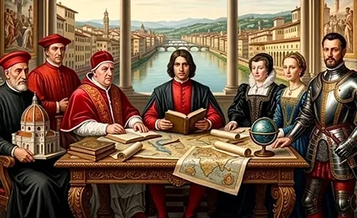 Alt Text: Medici family gathering in Renaissance Florence – private Medici Dynasty tour
